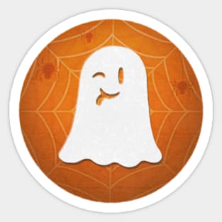 Cute Ghost - orange spiderweb Sticker